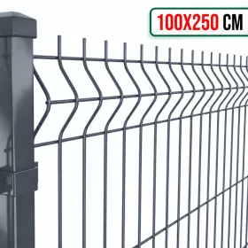   Táblás 3D kerítéspanel 100 cm x 250 cm antracit (ZN-HORGANYZOTT+SZINTEREZETT)