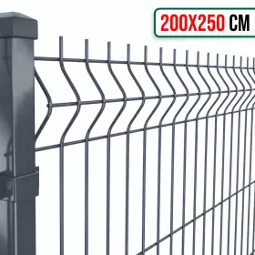   Táblás 3D kerítéspanel 200 cm x 250 cm antracit (ZN-HORGANYZOTT+SZINTEREZETT)